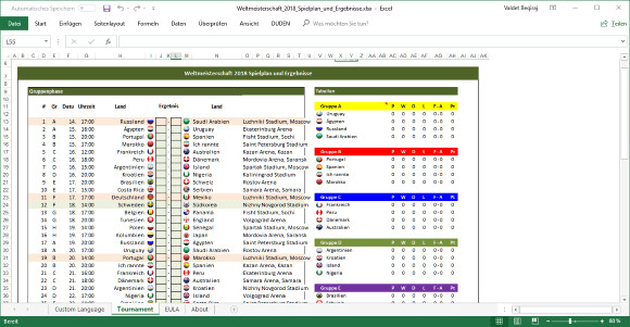 Tabelle Wm 2018
 Fußball WM 2018 Spielplan als Excel Tabelle – it blogger