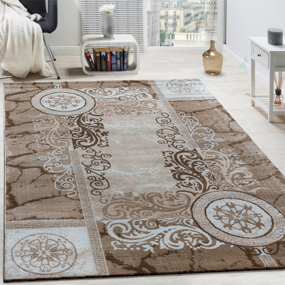 Teppich Beige
 Designer Teppich Floral Meliert Beige