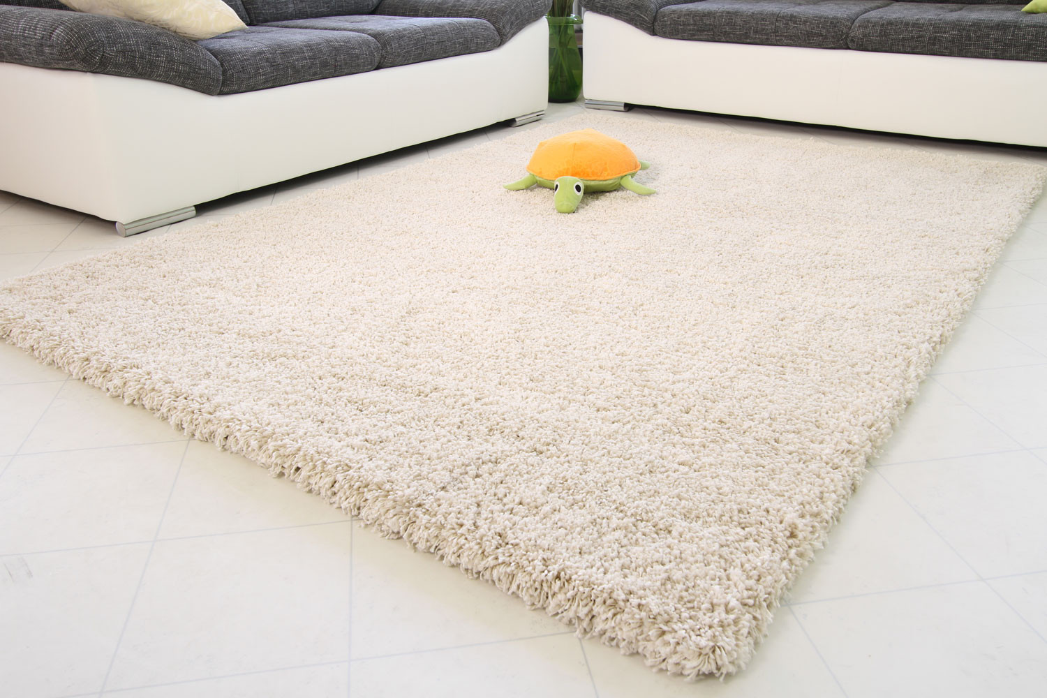 Teppich Beige
 Shaggy Langflor Hochflor Teppich Funny XXL beige Neu