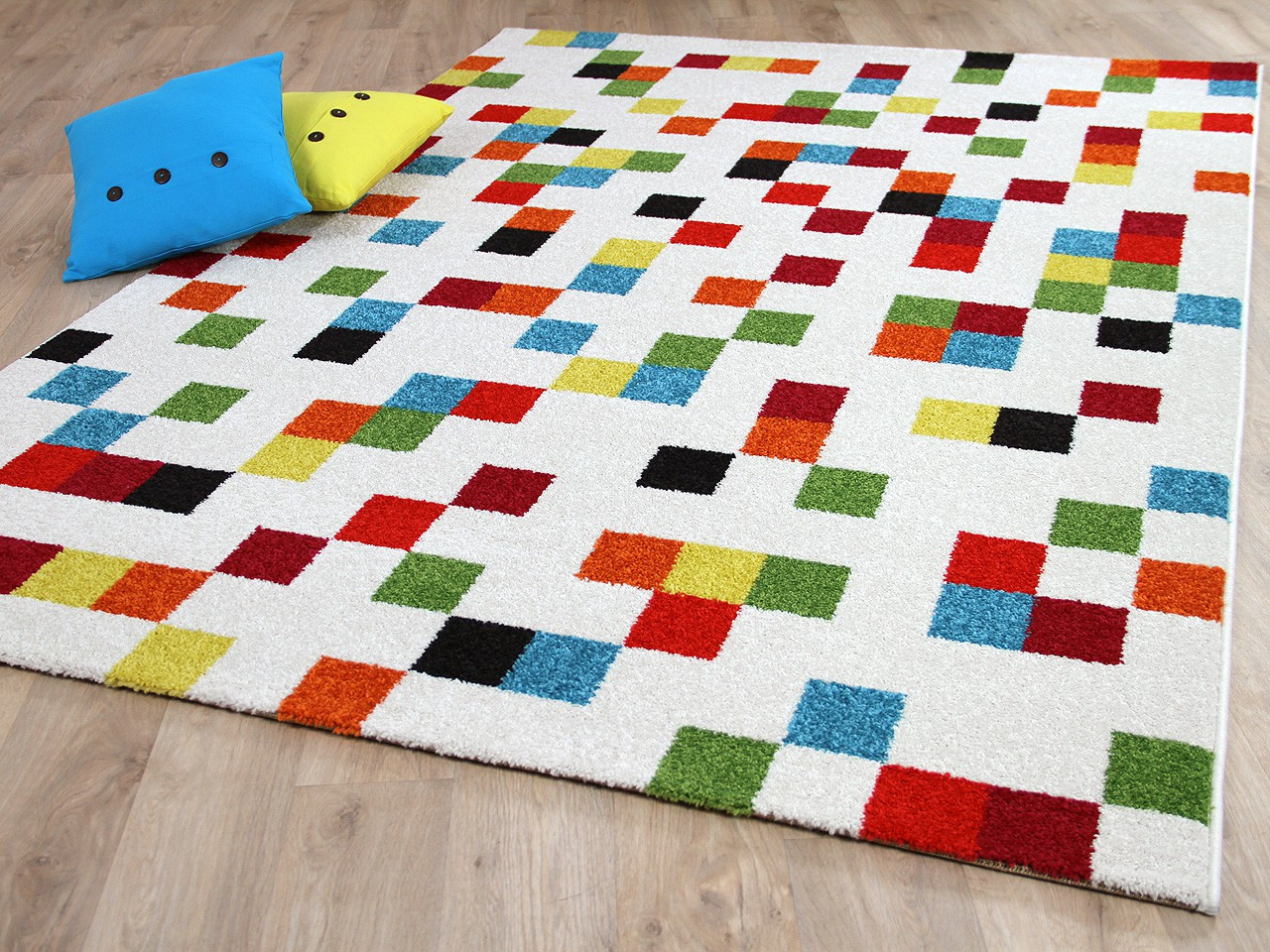 Teppich Bunt
 Designer Teppich Funky Pixel Weiß Bunt Teppiche