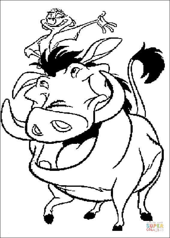 Timon Und Pumbaa Ausmalbilder
 Ausmalbild Timon steht auf Pumbaa