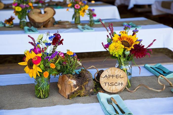 Tischnamen Hochzeit
 Tischnummern für Hochzeit – kreative und witzige Ideen