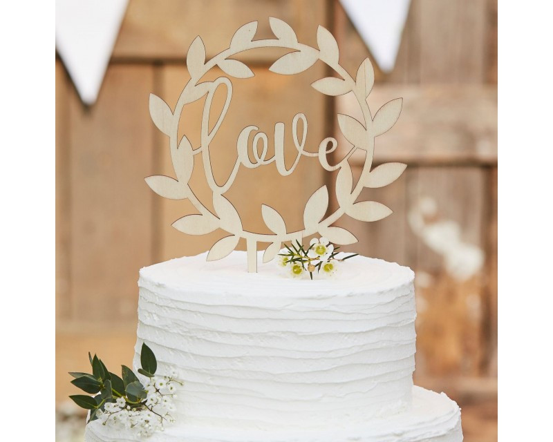 Torten Topper Hochzeit
 Torten Topper LOVE Blätterranken Holz