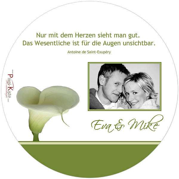 Tortenaufleger Hochzeit
 Foto Tortenaufleger zur Hochzeit mit Calla