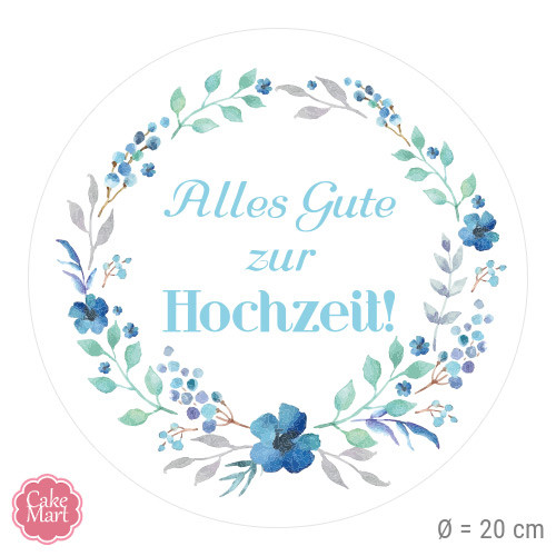 Tortenaufleger Hochzeit
 Tortenaufleger "Hochzeit" Blau rund 20 cm