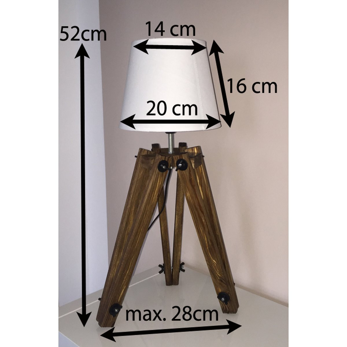 Tripod Lampe
 Tripod Lampe Leuchte Standleuchte Altholz Nachttischlampe