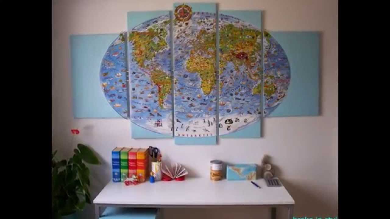 Wandbild Diy
 DIY Kinderzimmer Deko Wandbild Weltkarte