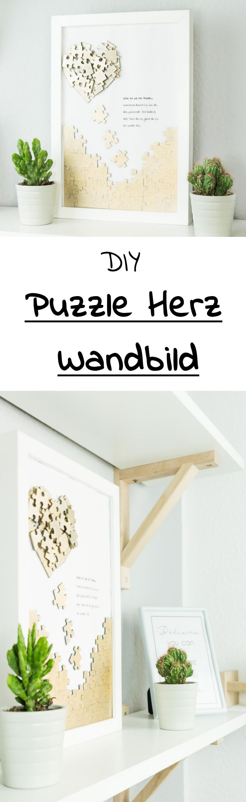 Wandbild Diy
 Puzzle Herz Wandbild basteln schöne DIY Geschenkidee