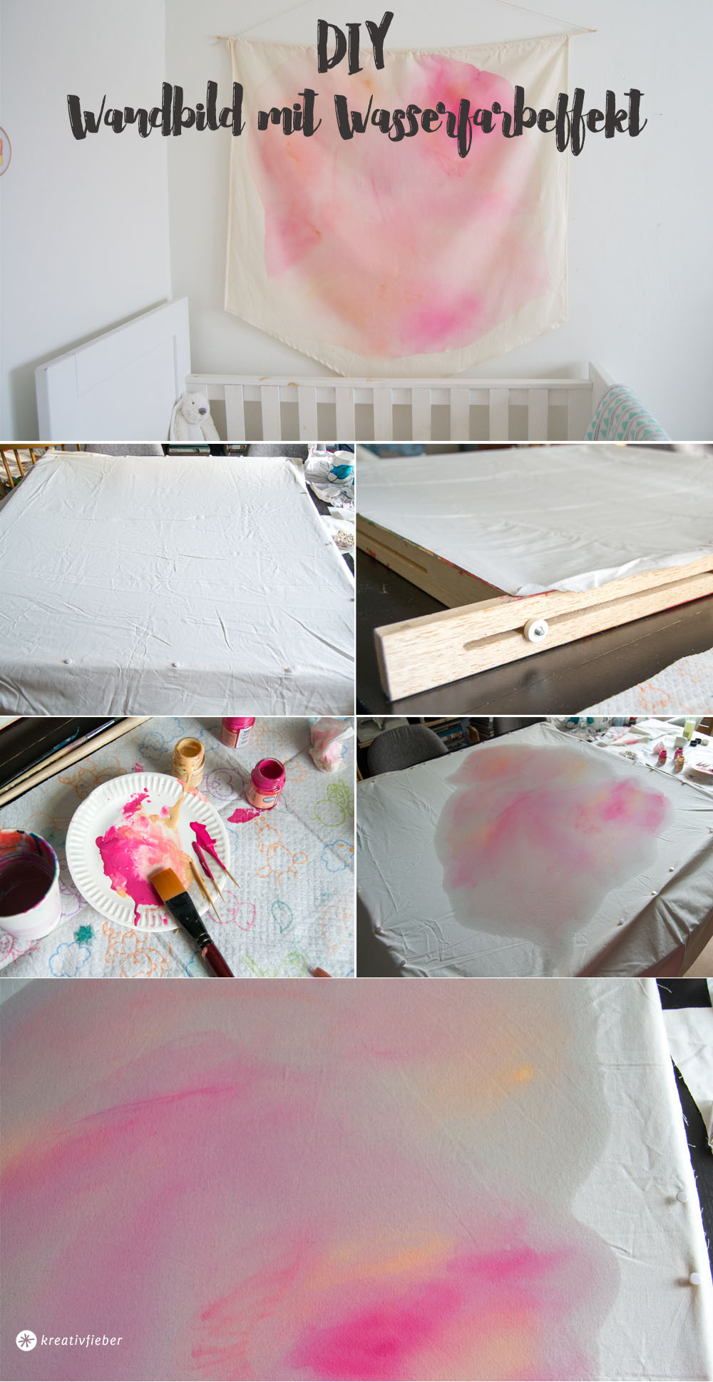 Wandbild Diy
 DIY Wandbild aus Stoff mit Wasserfarbeffekt kreativfieber