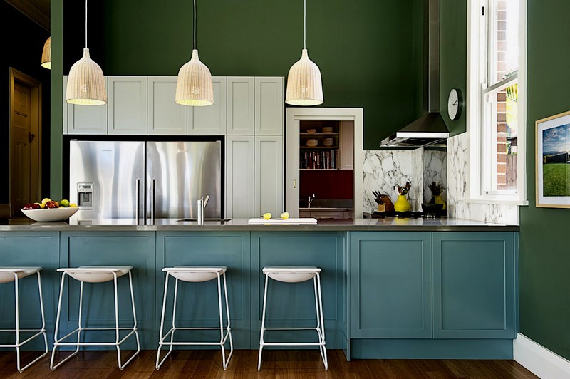 Wandfarbe Küche
 Schön Grün Wandfarbe Küche Gruene Kueche Modern Gestalten