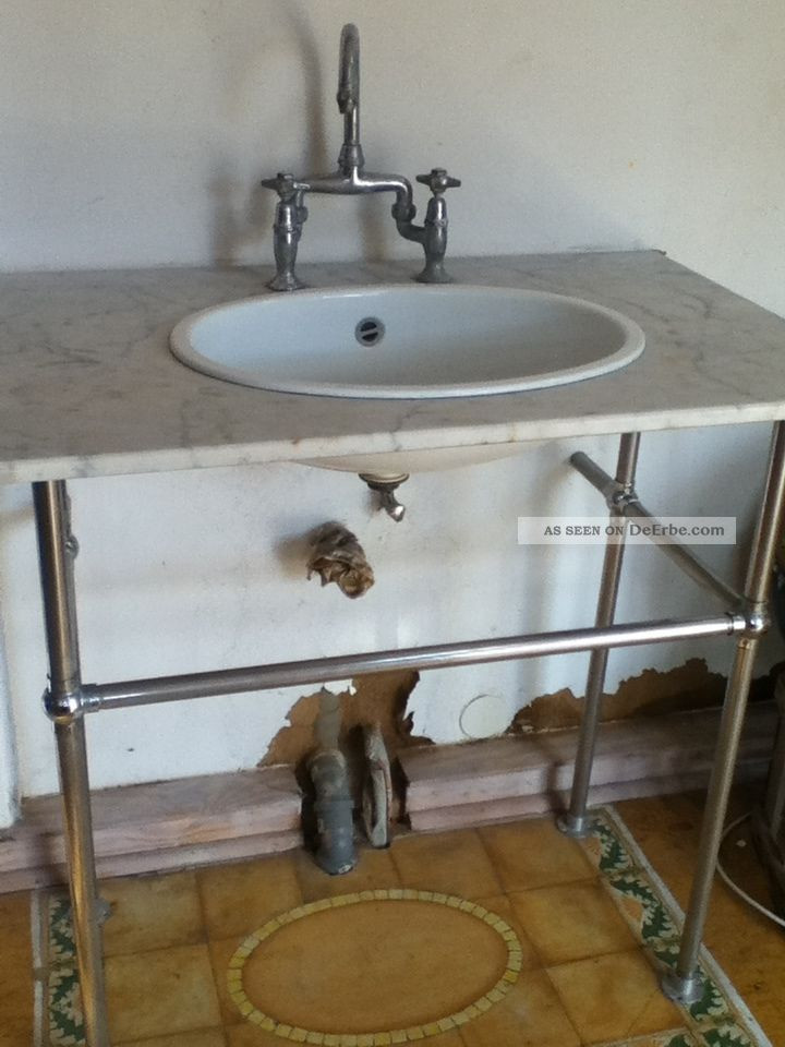 Waschtisch Antik
 Waschtisch Waschbecken Antik Shabby Frankreich Oval Marmor