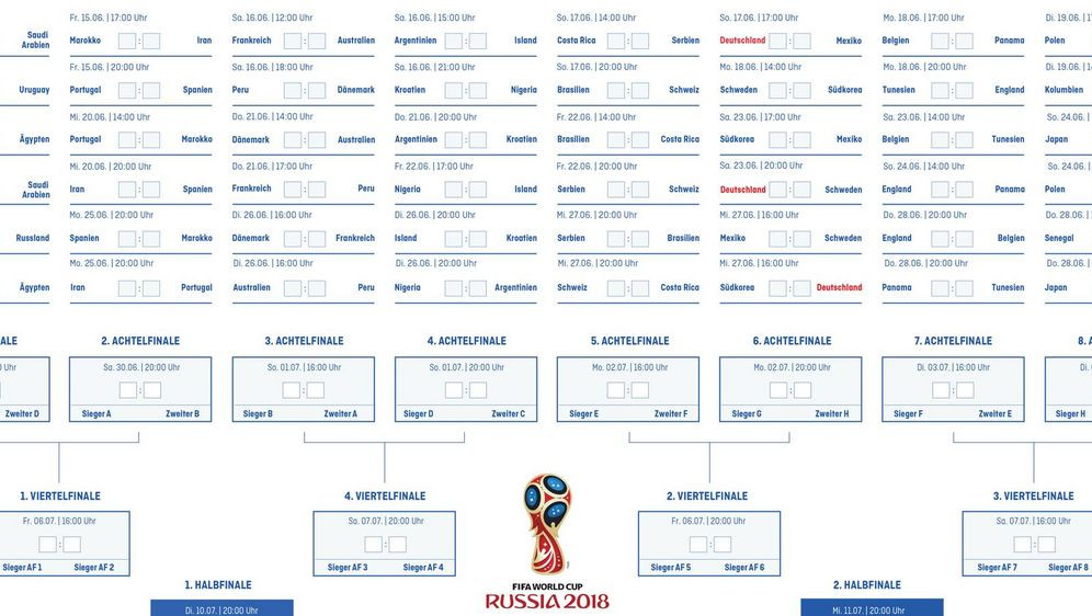 Wm Tabelle
 WM 2018 Russland Spielplan Ergebnisse und Tabellen