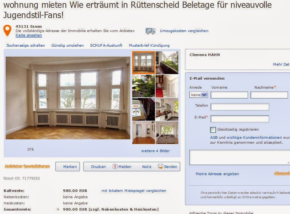 Wohnung Mieten In Essen
 wohnungsbetrug denismelcherr gmail alias