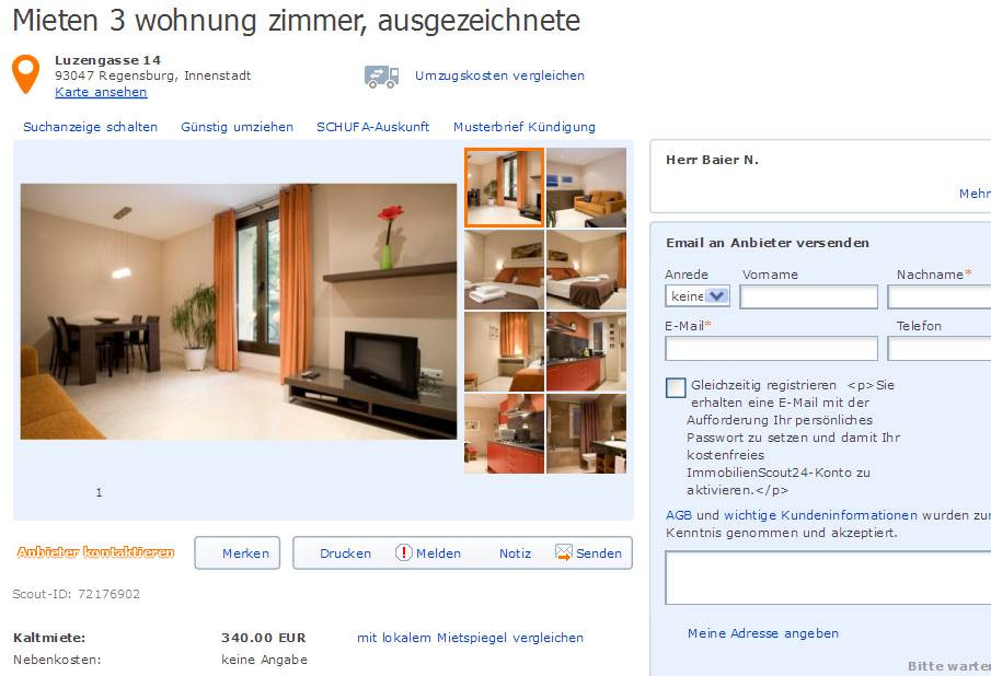 Wohnung Mieten Regensburg
 wohnungsbetrug marco kohler09 outlook