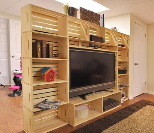 Wohnwand Diy
 wohnwand aus paletten bauen als coole Idee fuer DIY