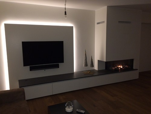 Wohnzimmer Wand
 Wohnzimmer TV Wand mit integrierter LED Beleuchtung und