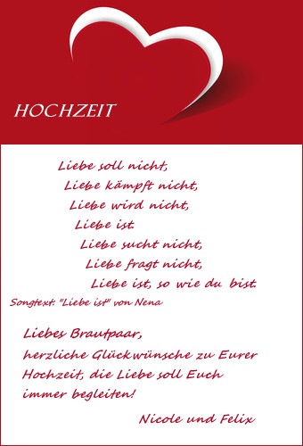 Wunsch Zur Hochzeit
 Mustertexte für Glückwünsche und Grüße