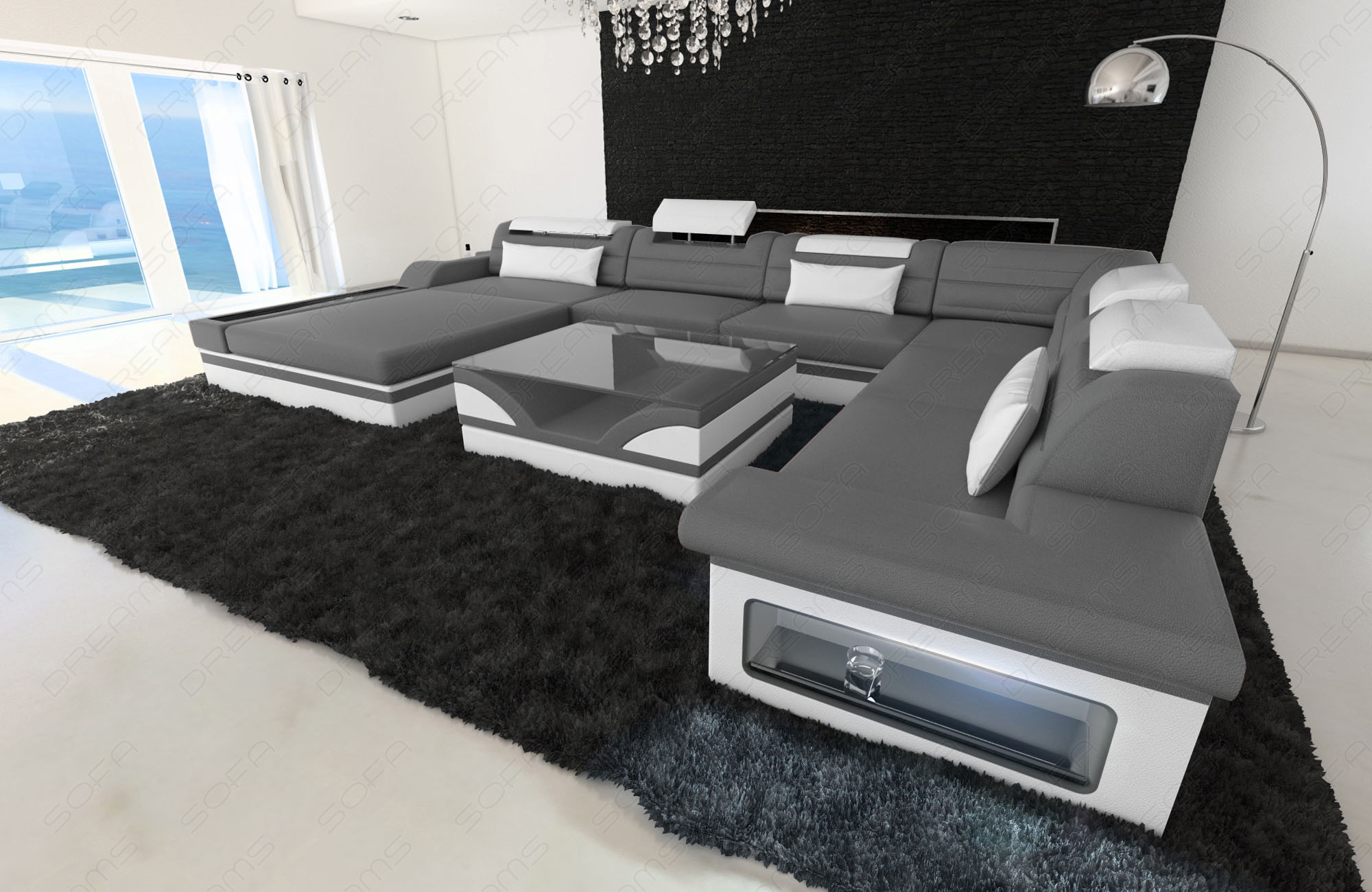 Xxl Sofa
 Luxury Design Sectional Sofa MEZZO XXL with LED Lights