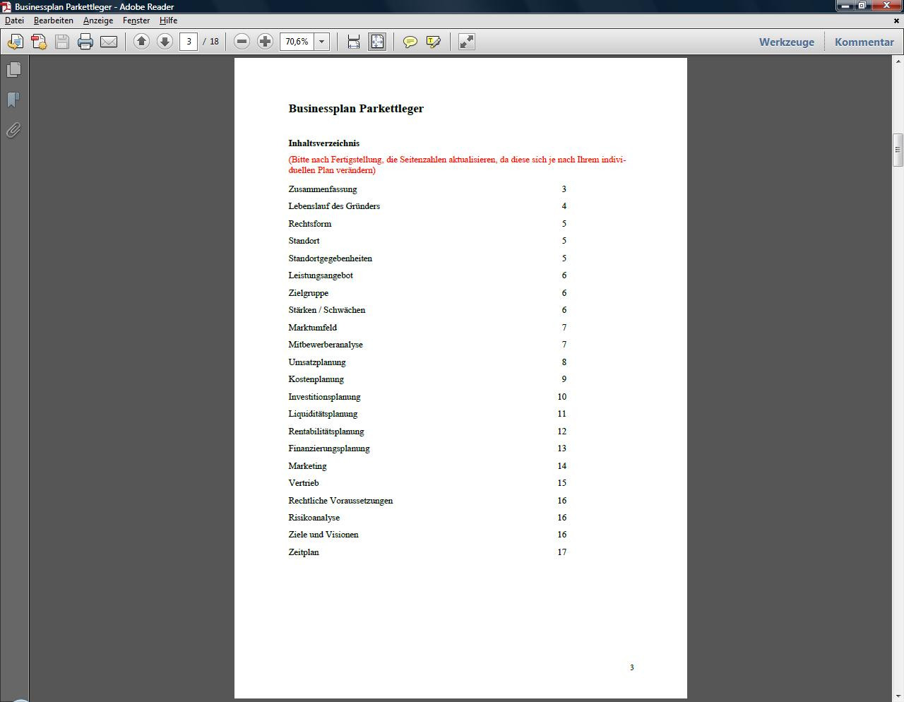 Zulassungsfreies Handwerk
 Businessplan Parkettleger als Muster zum sofortigen Download