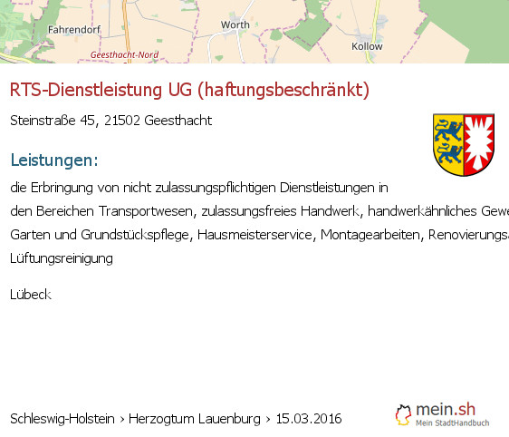 Zulassungsfreies Handwerk
 Geesthacht › Herzogtum Lauenburg › Schleswig