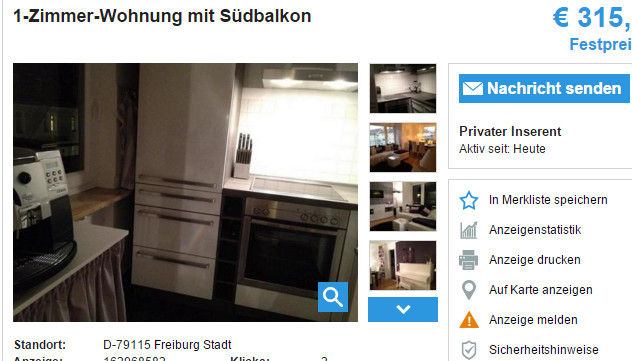 1 Zimmer Wohnung Freiburg
 wohnungsbetrug Sender jandarmes gmail