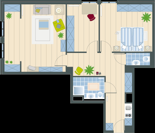 1 Zimmer Wohnung Hamburg
 Augustinum Grundriss Beispiele für Betreutes Wohnen in