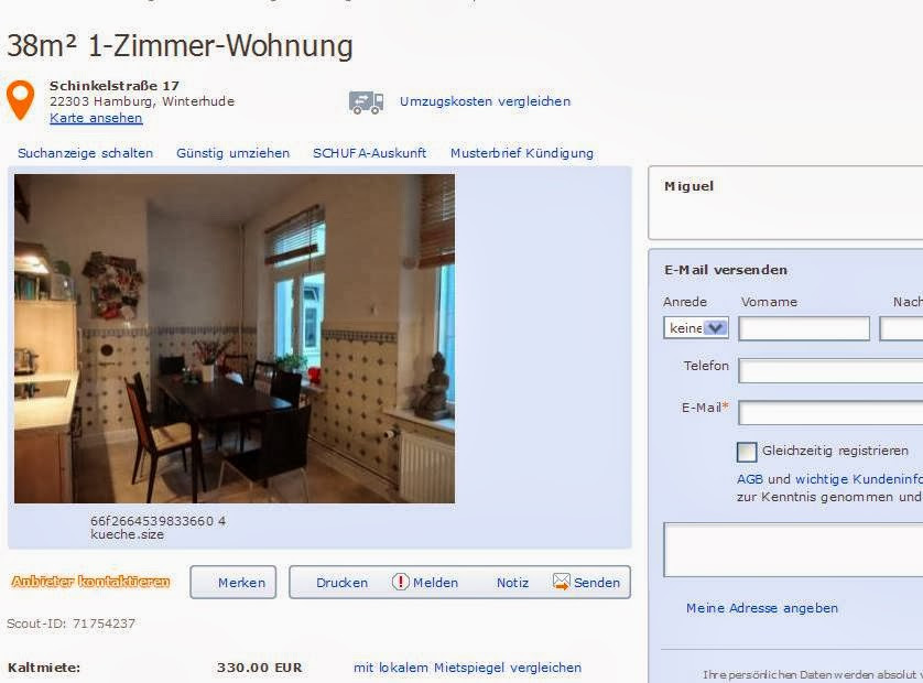 1 Zimmer Wohnung Hamburg
 wohnungsbetrug 38m² 1 Zimmer Wohnung