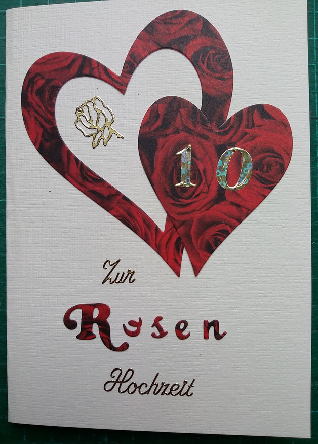 10 Jahre Hochzeit
 Hochzeit Karte zur Rosen Hochzeit 10 Jahre ein