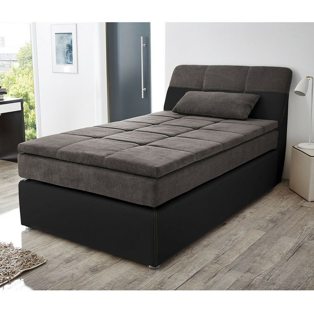 120x200 Bett
 Boxspringbett Odessa Schlafzimmerbett Bett in schwarz grau