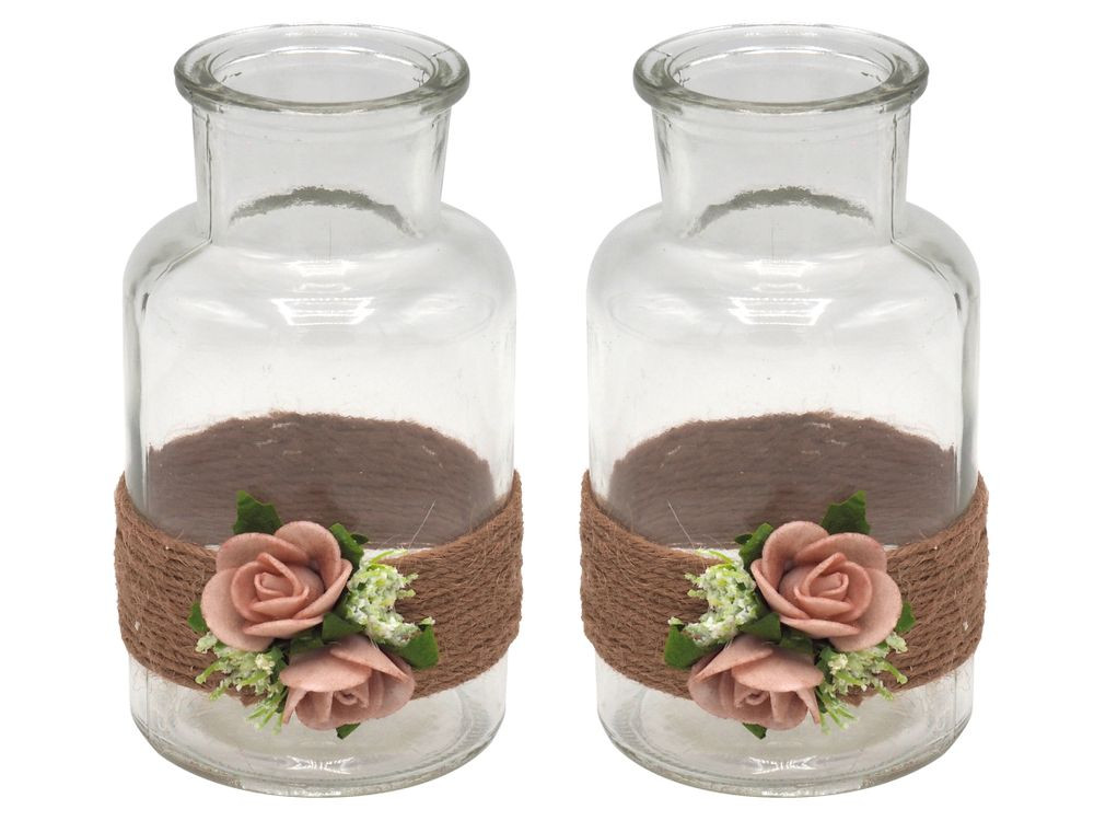 2. Hochzeit
 2 Vasen Hochzeit Vintage Rosa Mellow Rose Tischdeko AMELIE