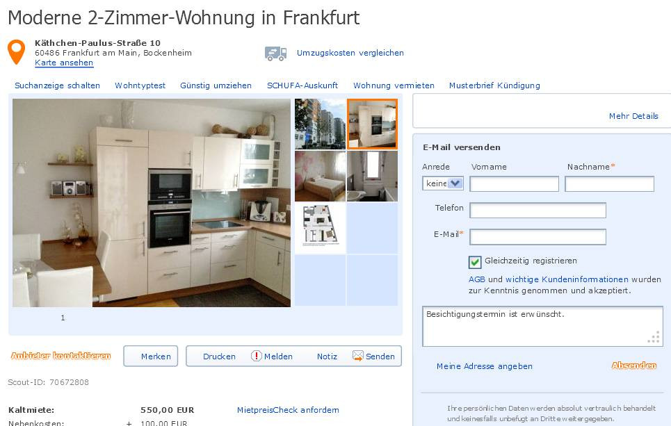 2 Zimmer Wohnung Frankfurt
 wohnungsbetrug marayurgen yahoo Moderne 2