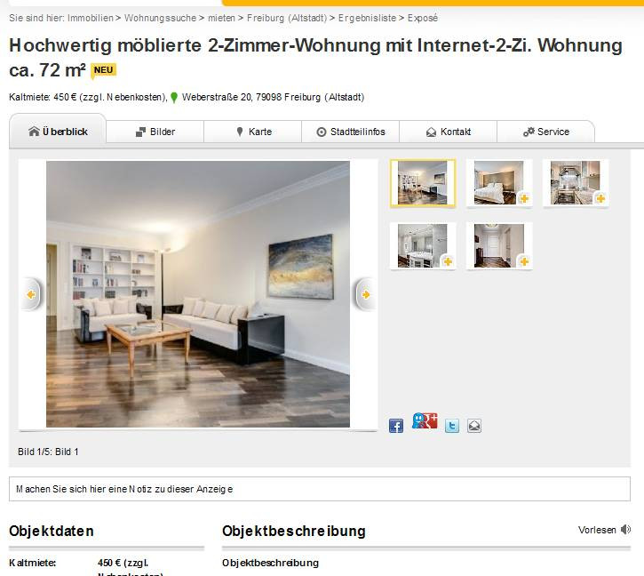 2 Zimmer Wohnung Freiburg
 wohnungsbetrug andreaskman mail