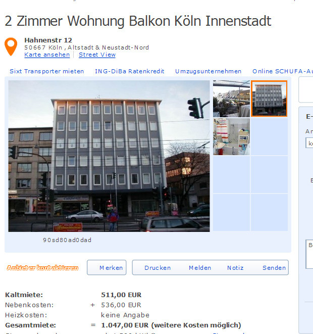 2 Zimmer Wohnung Köln
 wohnungsbetrug 2 Zimmer Wohnung Balkon Köln