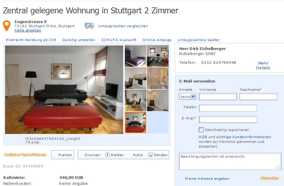 2 Zimmer Wohnung Stuttgart
 wohnungsbetrug eichelberger81 web alias
