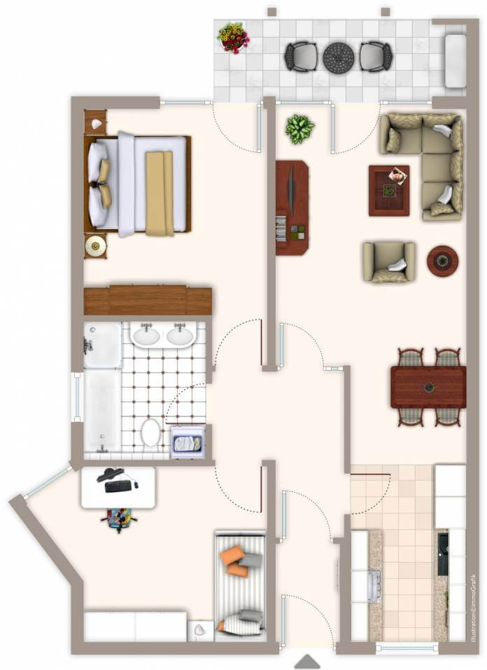 3 4 Zimmer Wohnung
 3 Zimmer Wohnung mit Balkon und 2 Stellplätzen in Bessungen