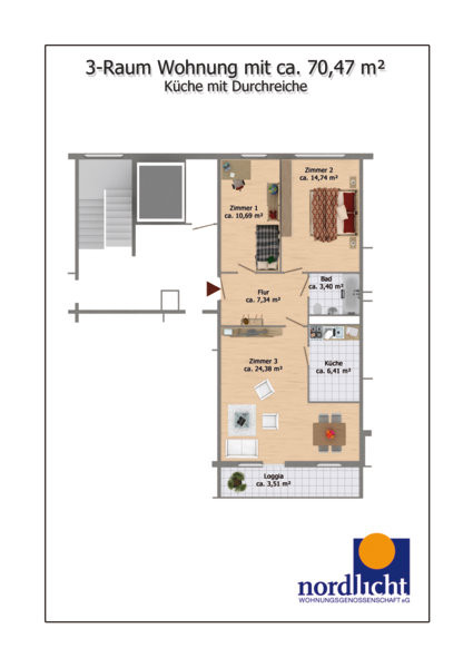 3 Raum Wohnung
 Grundrisse Berlin Marzahn