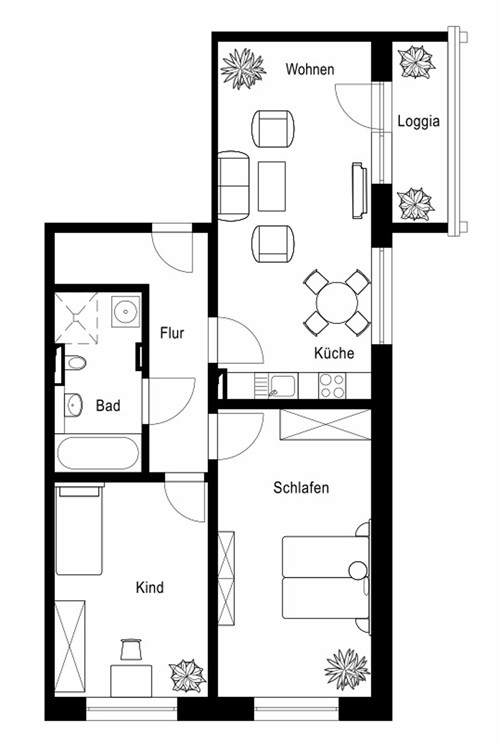 3 Raum Wohnung Leipzig
 Gerichtsweg 14 3 Raum Wohnung Typ F