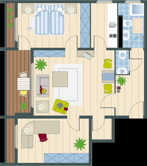 3 Zimmer Wohnung
 Grundrissbeispiele der Seniorenresidenz Braunschweig