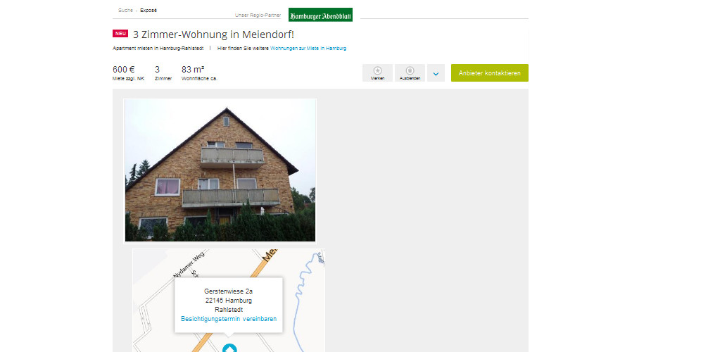 3 Zimmer Wohnung Hamburg
 wohnungsbetrug 3 Zimmer Wohnung in Meiendorf