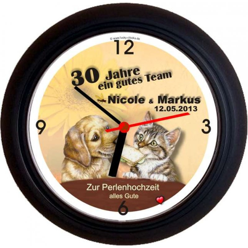 30 Jahre Hochzeit
 LUCKY CLOCKS Wanduhren personalisierte Geschenke für