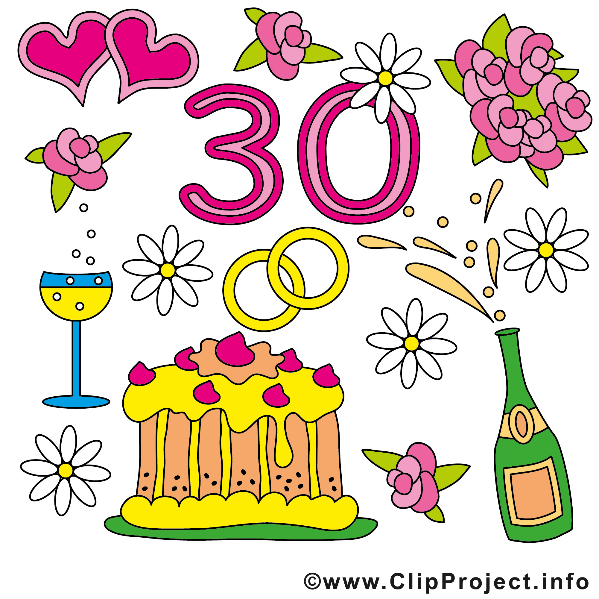 30 Jährige Hochzeit
 Perlenhochzeit 30 Hochzeitstag Clipart Bild