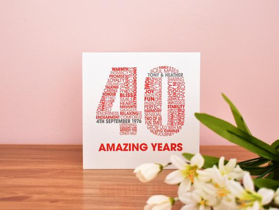 35 Jahrestag Hochzeit
 Rubin Hochzeit Jahrestag Karte personalisierte 40