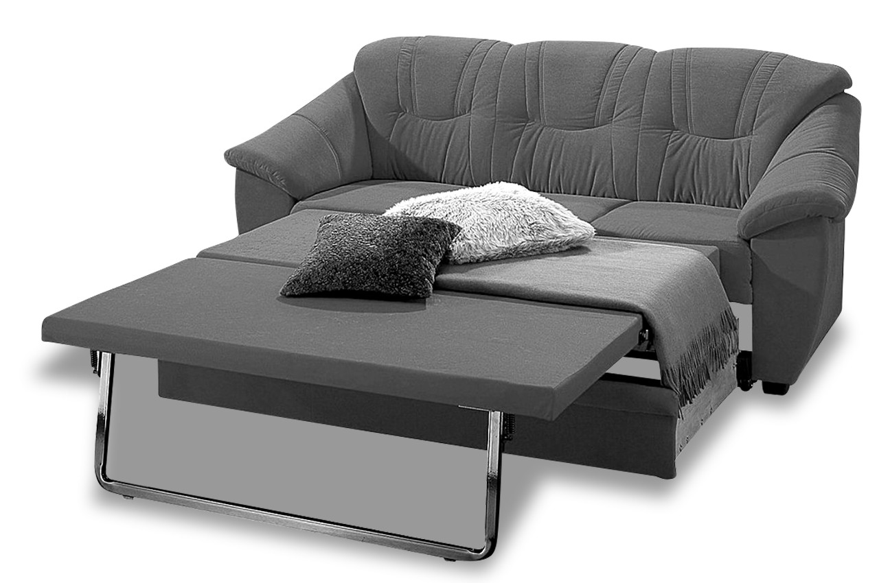 3er Sofa
 Leder 3er Sofa Savona mit Schlaffunktion Schwarz mit