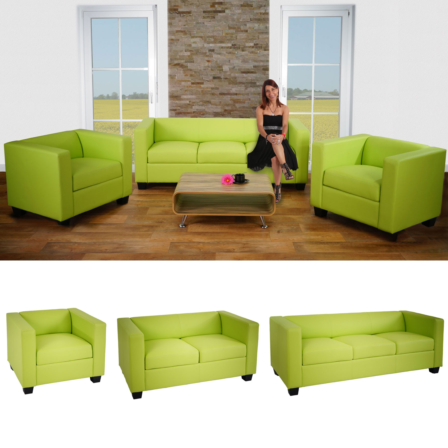 3er Sofa
 Sofagarnit ur Loungesofa Sessel 2er Sofa 3er Sofa Lille