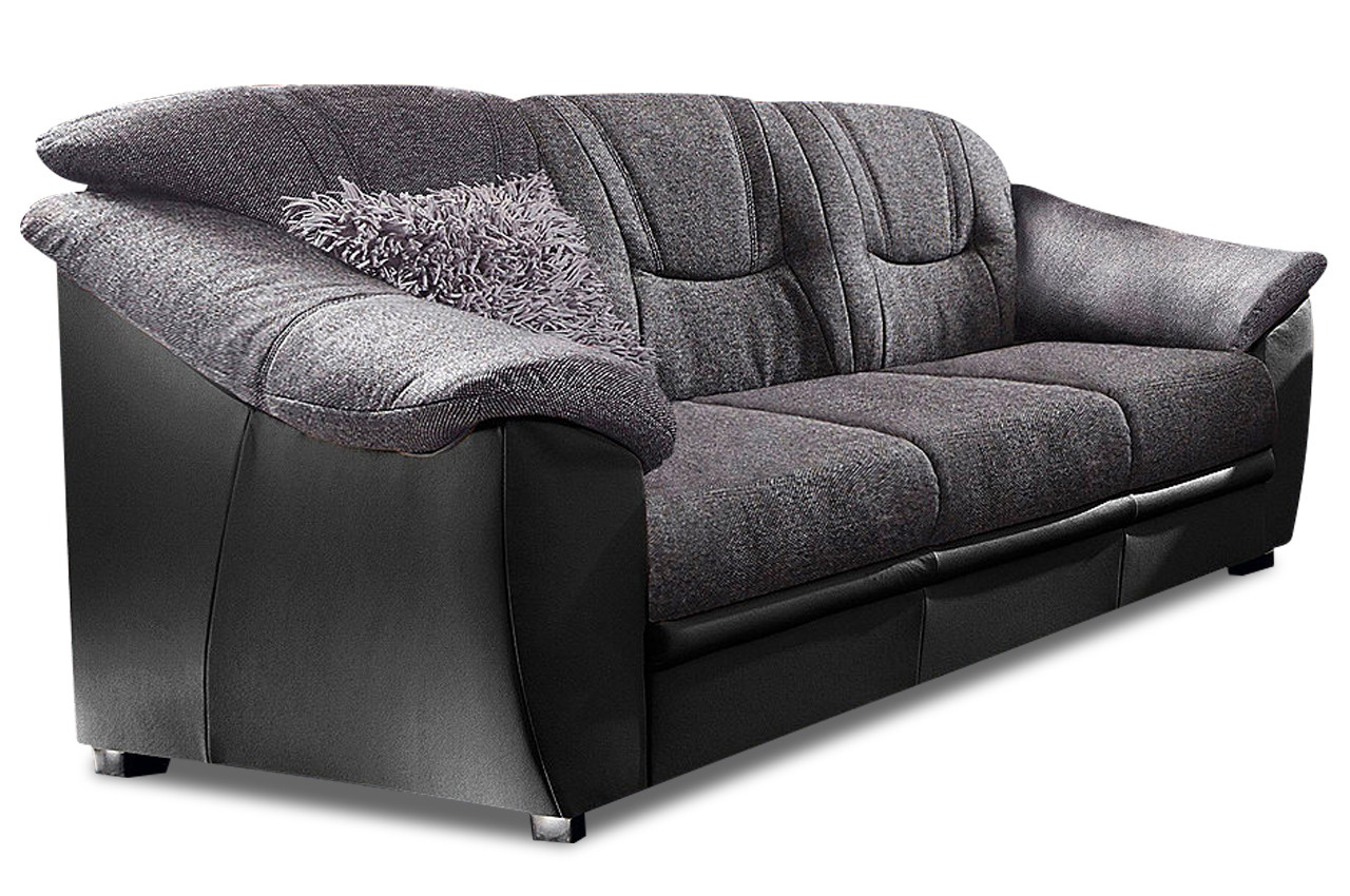 3er Sofa
 3er Sofa Savona Schwarz mit Federkern Sofa Couch