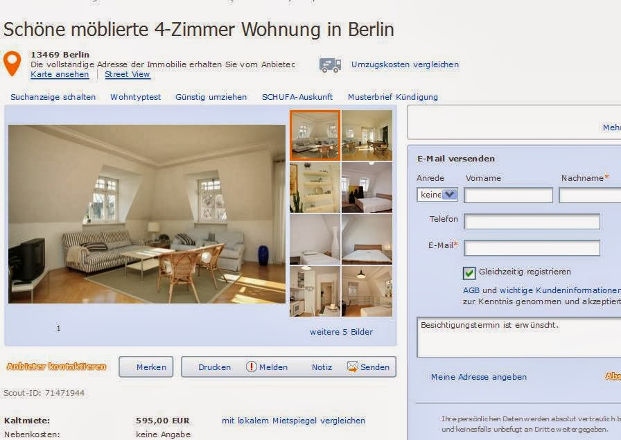 4 Zimmer Wohnung Berlin
 wohnungsbetrug alias Frau Cole Schöne