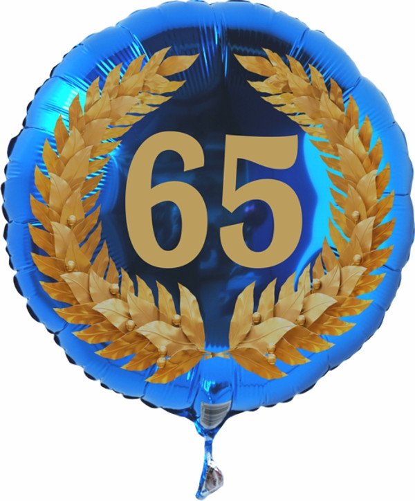 65 Jahrestag Hochzeit
 Folienballon Zahl 65 im Lorbeerkranz Folienballon mit