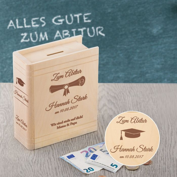 Abi Geschenke
 Personalisiertes Sparbuch zum Abitur Name Datum Gravur