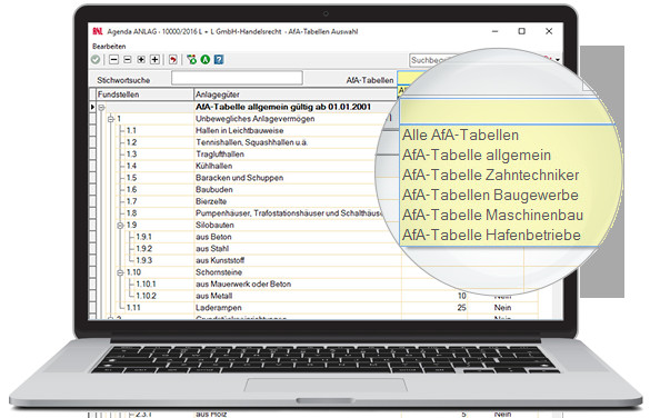Afa Tabellen
 Anlagenbuchführung Software für Steuerberater
