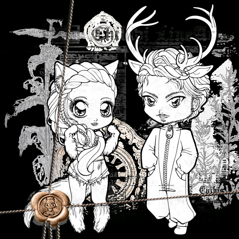 Anime Ausmalbilder Chibi
 Wolf Deer Chibi Lineart P2U by Chibivi Linearts on